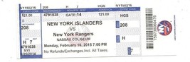 2015 Ny Islanders Vs Ny Rangers Full Ticket And Stub 2/16/15 Nassau Coliseum Lot - £1.17 GBP