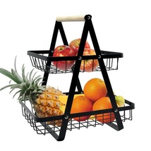 2 Tier Fruit Basket Fruit Storage For Kitchen Counter Protable Fruit Basket For  - $23.99