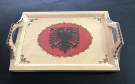 NEW ALBANIAN EAGLE TRAY-TABAKA-VASSOIO-BIG WOODEN RECTANGULAR TRAY-37.5x... - £27.63 GBP
