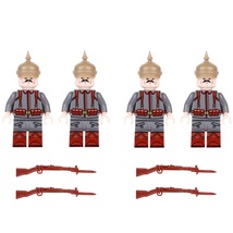 4pcs WW1 German Prussian Soldiers Minifigures Weapons Accessories - £13.58 GBP