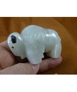 (Y-BUF-482) 2-3/4&quot; White Alabaster + onyx BUFFALO bison gemstone figurin... - $39.77 CAD