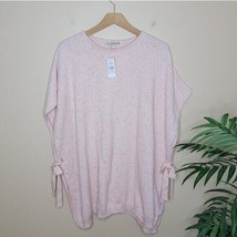 NWT LOFT | Pink Speckled Poncho Sweater with Side Ties, size medium/larg... - £28.85 GBP