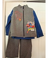 DC COMICS SUPERMAN BOY&#39;S 3 PIECE 3T JOGGING SUIT &amp; LONG SLEEVE SHIRT NEW  - $261.75 MXN