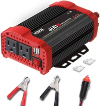 400W Car Power Inverter, DC 12V to 110V AC Converter with 2 Charger Outlets and - £38.36 GBP