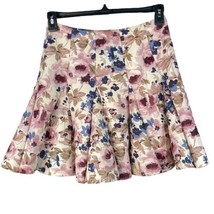 LC Lauren Conrad Runway SZ 10 Mini Skirt Floral Stretch Pleated Scuba Flared New - £21.90 GBP