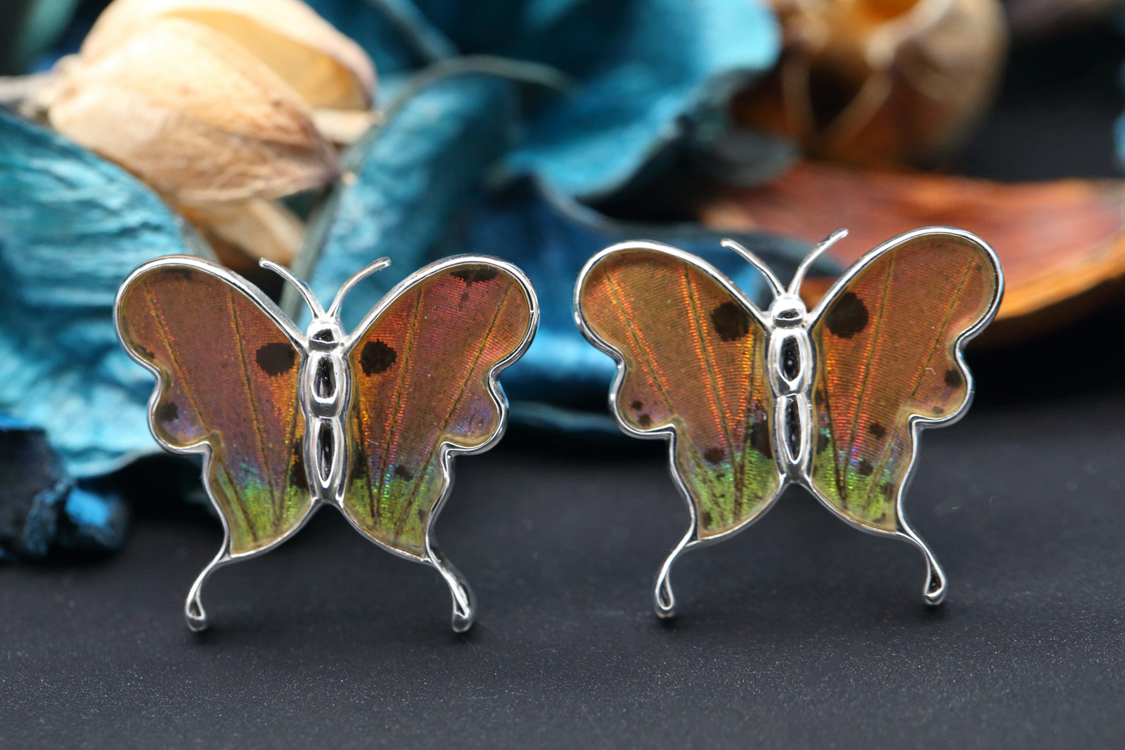 Navia Jewelry Butterfly Wings Urania ripheus Cufflinks HNCU-2R - £67.93 GBP