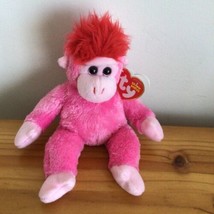 TY Original Beanie Baby Charmer Pink Gorilla 8” Plush With Ear Tag  - £8.47 GBP