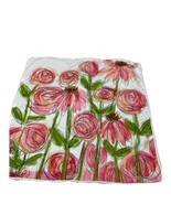 Pink Floral Pillow Sham Stitched Flowers/Velvet Back 18&quot; - $331.40 MXN
