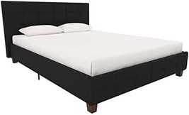 Dhp Rose Upholstered Platform Bed With Button Tufted Headboard And, Black Linen - $263.99