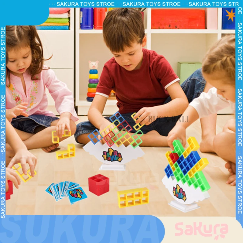 Tetra Tower Fun Balance Stacking Building Blocks Russian Building Block Board - $11.06+