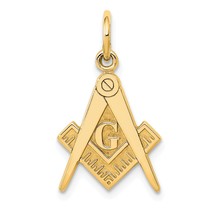 14K Yellow Gold Free Mason Symbol Charm Masonic Pendant Jewerly 20mm x 11mm - £65.56 GBP