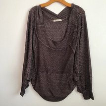 Free People Westend Thermal M Purple Waffle Knit Pullover Pocket We The ... - £17.67 GBP
