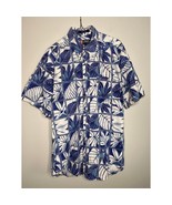 Vintage 1990s Chaps Ralph Lauren Blue Hawaiian Tropical Window Pane Shirt L - $32.00