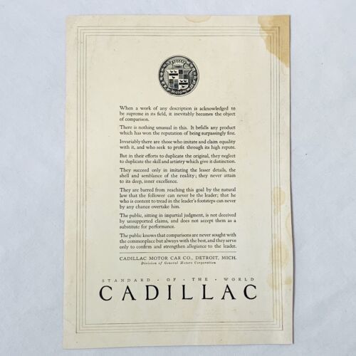 Vintage 1923 Cadillac Motor Car Company Automobile Print Ad   - $6.62