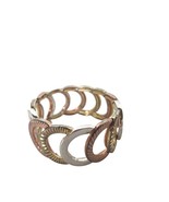 Vintage Gold Silver Copper Tone Circular Links Stretch Bracelet Costume ... - $27.72