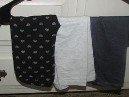 baby's 3 pair PANTS black w/silver hearts, gray, dk blue 24 months (clo ... - $6.30