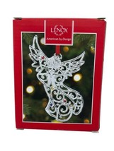 Lenox Sparkle and Scroll Silverplate Angel Christmas Ornament Multi Crystals 4&quot; - £10.93 GBP