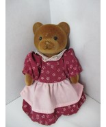 Vintage Sylvanian Families Timbertop Mom bear red calico dress apron  - $18.24 CAD