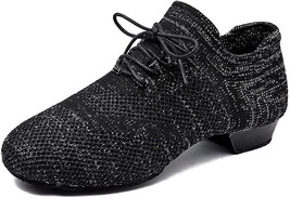 Woman&#39;s Black Sparkly Social Dance,  Beginner Ballroom Dancing Shoes - S... - £15.24 GBP