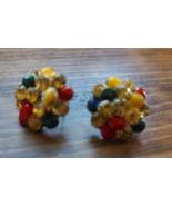 red yellow green vintage earrings - £3.99 GBP