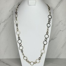 Chico&#39;s Gold Tone Hoop Long Chain Link Necklace - £15.77 GBP