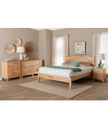 Muriel Japandi Carved Honeycomb Natural Queen Size 4Pc Bedroom Set - €1.792,80 EUR