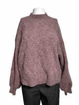Oat New York Womens Large Ribbed Sweater Mock Neck Plum Burgundy - AC - $22.87