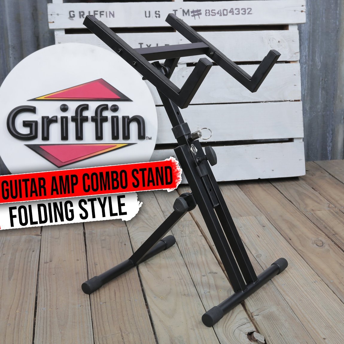 Guitar Combo Amplifier Stand by GRIFFIN | PA Speaker Karaoke Monitor Holder | Lo
