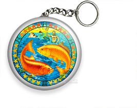 PISCES ZODIAC HOROSCOPE ASTROLOGY SIGN ART KEYCHAIN KEY FOB CHAIN RING G... - £11.01 GBP+