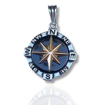 Antique North Star Compass Sterling Silver and 14K Gold northstar for him - £45.62 GBP
