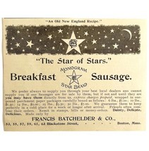 Batchelder Breakfast Sausage 1894 Advertisement Victorian Monogram Star ADBN1oo - $19.99