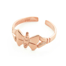 10K or 14K Rose Gold Butterfly Toe Ring Adjustable Size Knuckle - £85.92 GBP+