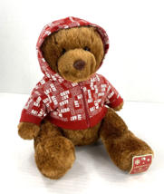 Aeropostale AERO Plush Teddy Bear Stuffed Animal 16&quot; Red Hoodie  Jacket D1 - £10.27 GBP