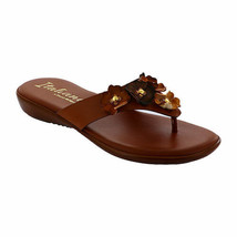 Italiana by Italian Shoemakers Women&#39;s Marree Flat Sandals 7.5M Tan Floral NEW - £35.26 GBP