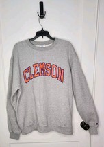 Clemson Sweatshirt Champion Eco Fleece Gray Embroidered Orange Purple Si... - £18.36 GBP