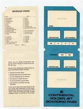 1970&#39;s Continental Airlines Golden Jet 1st Class Boarding Pass &amp; Beverage Orders - £14.01 GBP