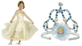 Girls Cinderella Disney Princess Gold Wedding Dress &amp; Tiara Halloween Co... - $29.70