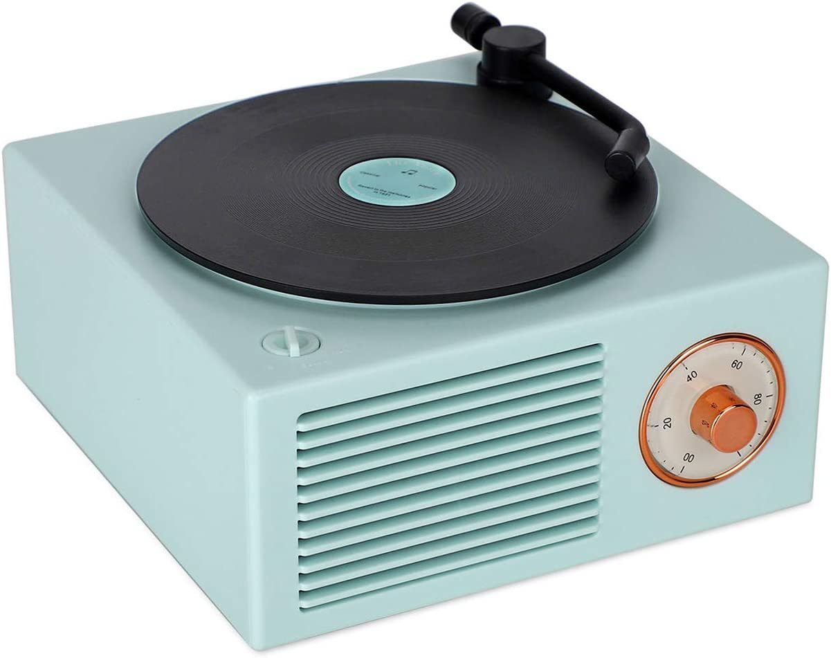 Old Fashioned Classic Style Bluetooth Speaker Cute Blue Look Creative Vinyl - $32.93