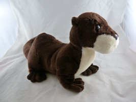 River Otter Plush Destination Nation Sea Pup Soft Dark Brown &amp; White 19&quot; long - £9.32 GBP
