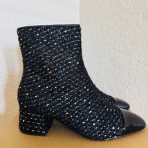 Steve Madden Eiffel Bootie, Tweed Black Sparkle, Low Block Heel, Size 8.... - $79.00