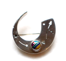 Vintage Modernist TAXCO Mexico Brooch Sterling Gemstone T5-76 Signed Open Work - £70.08 GBP