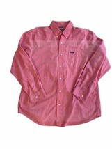Chaps Easy Care Men’s Large Pink Button Down Shirt Long Sleeve Pocket Logo - $8.59