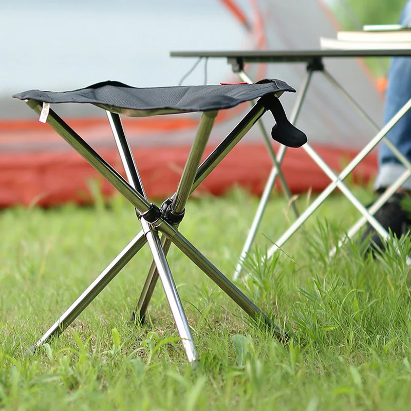 Outdoor Telescopic Folding Stool With Storage Bag Portable Maza Stainless Steel - £21.99 GBP