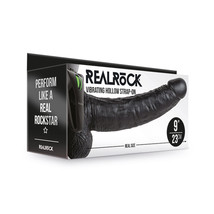 RealRock Realistic 9 in. Vibrating Hollow Strap-On With Balls Black - $86.34