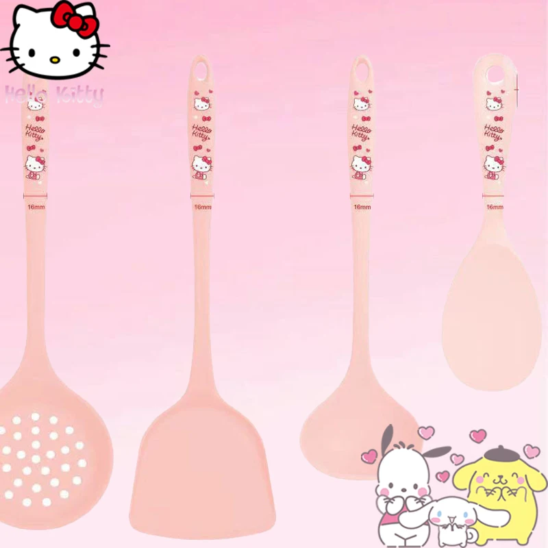 Hello Kitty Spoon Spatula Sanrios Anime Non Stick Pan Spoon 4 Pack Portable - £20.93 GBP