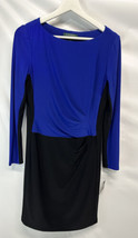 Ralph Lauren Colorblock Sheath Dress Gorgeous Black, Blue Long Sleeve NE... - $54.42
