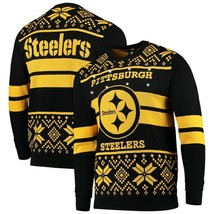 NFL Licensed Men&#39;s Pittsburgh Steelers Black/Gold Light Up Ugly Sweater - £42.95 GBP