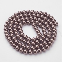 110 Glass Pearl Beads Medium Brown 8mm BULK Wholesale Beads 32&quot; Fall Jewelry - £2.91 GBP