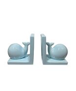 Beriwinkle Baby Blue Ceramic Whale Bookends Nursery Bookshelf Decor 6.5&quot;... - $41.61 CAD