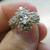 2Ct Marquise Schnitt Künstlicher Diamant Klaster Wedding Ring 14k Gelb Vergoldet - £61.02 GBP
